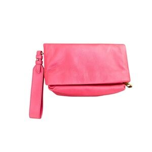 J. Crew Vibrant Pink Leather Wristlet foldable bag